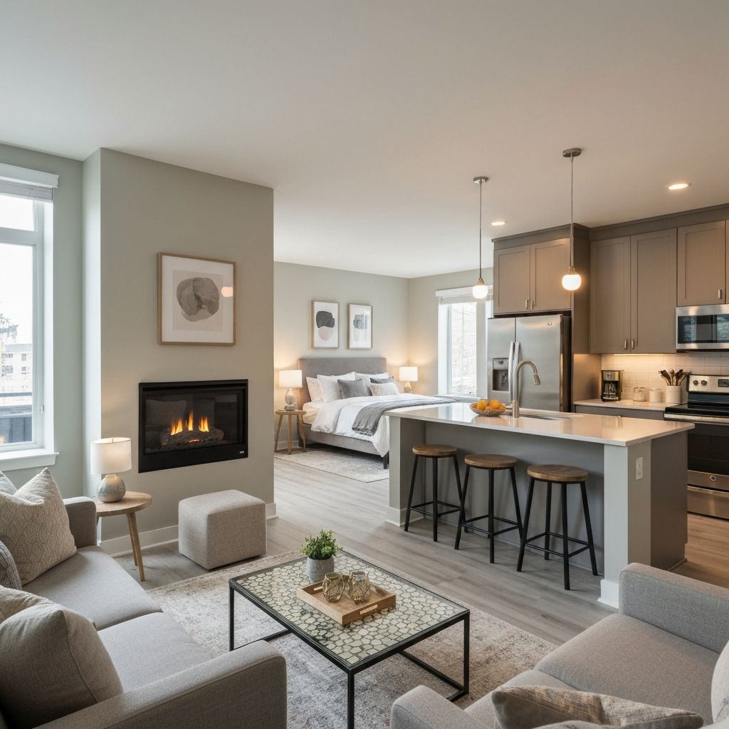 Modern 1-Bedroom Apartment Cozy Interior